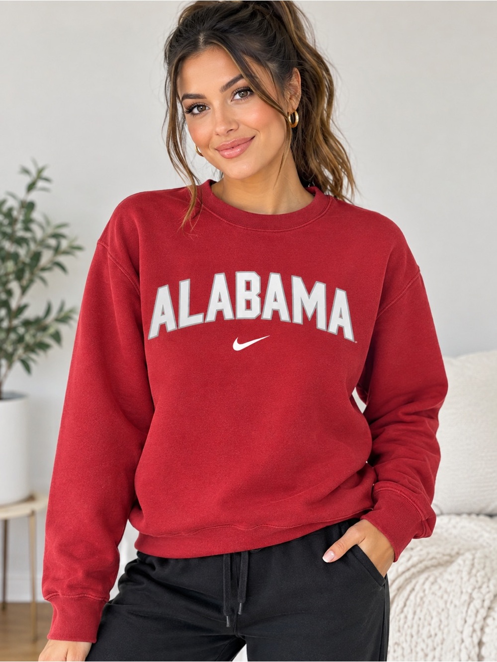 Nike Alabama Crimson Tide Pullover Red Crewneck Sweatshirt